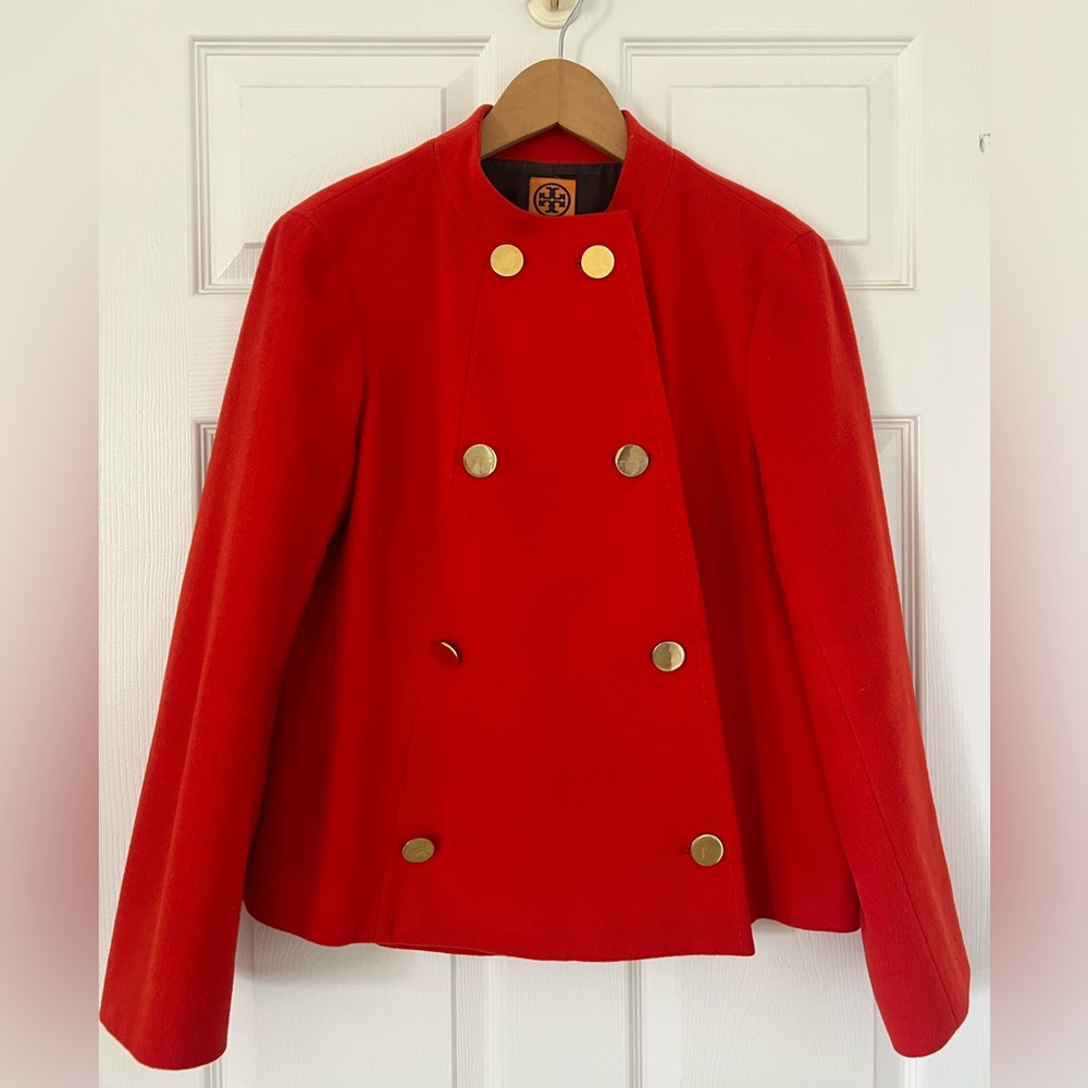 Tory Burch Red Orange Wool Jacket